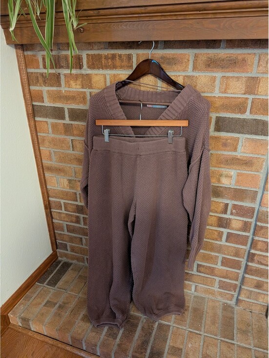 Free People Other - Free People FP Beach Sweater Set - Brown Knit Cardigan & Pants | Fall Comfy Set